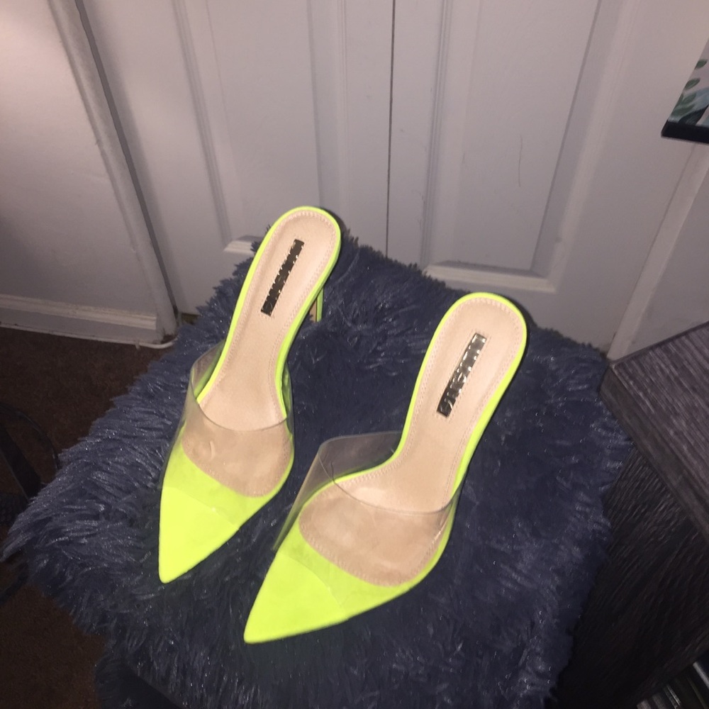Women’s Neon Yellow Open Toe Heels